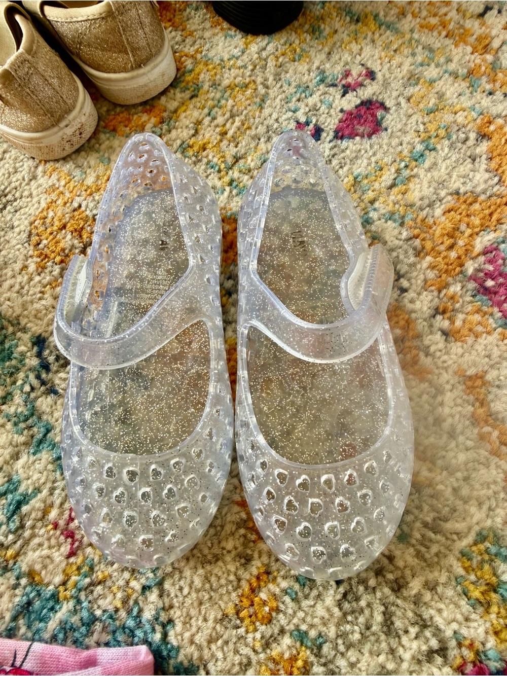 Old Navy Clear Glitter Jelly Mary Jane Kids Shoes